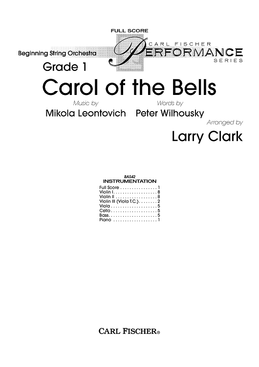 Carol Of The Bells - Score
