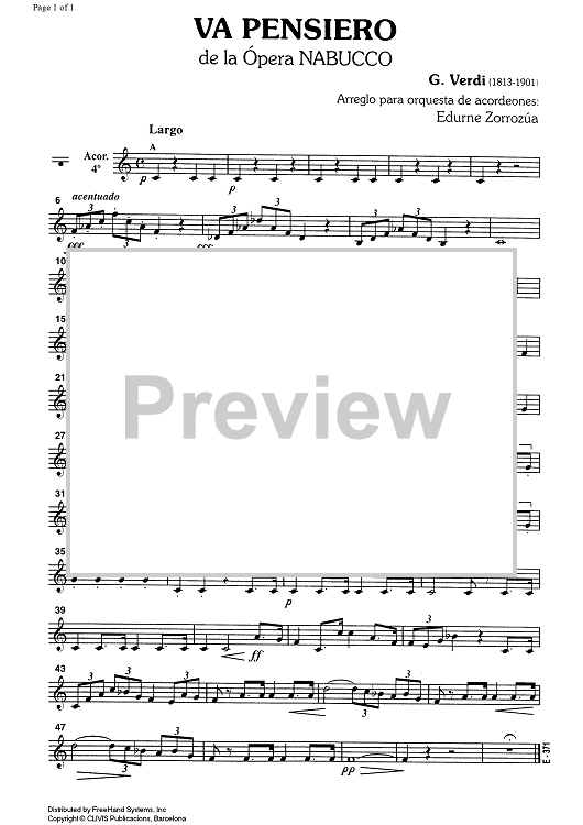 Va Pensiero from the opera Nabucco - Accordion 4