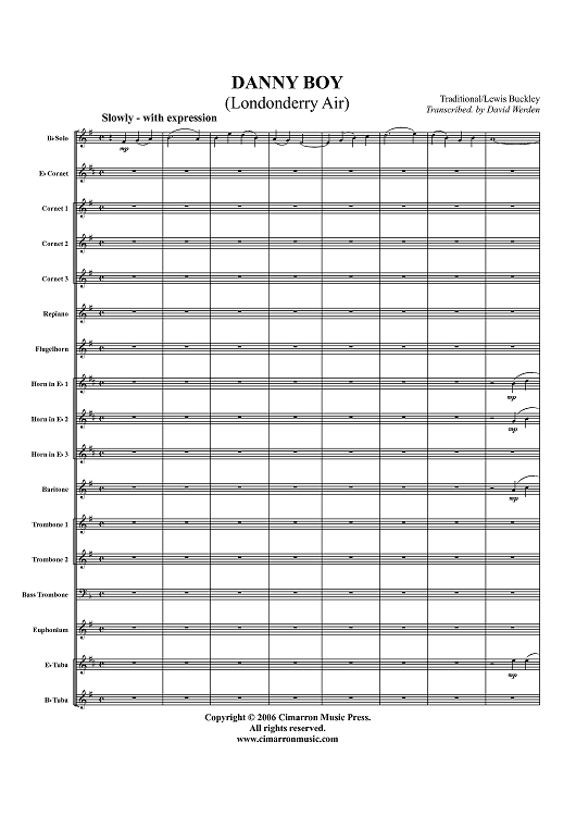 Danny Boy (Londonderry Air) - Score