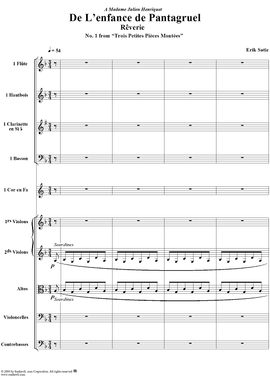 De l'enfance de Pantagruel, No. 1 from "Trois petites piéces montées" - No. 1 from  "Trois Petites Pièces Montées"