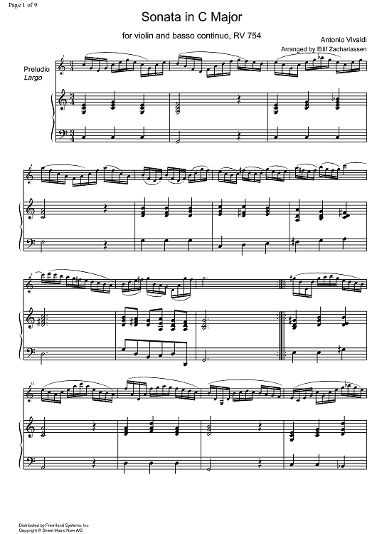 Sonata C Major RV754 - Score
