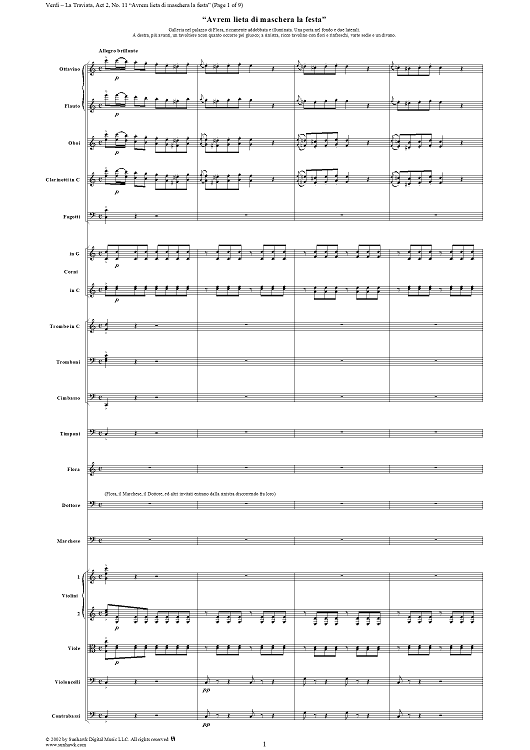 Avrem lieta di maschera la festa, No. 11 from "La Traviata", Act 2 - Full Score