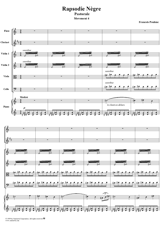Rapsodie Nègre, IV. Pastorale - Score