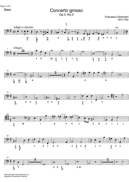 Concerto Grosso Op. 3 No. 3 - Bass