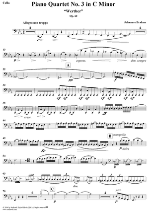 Piano Quartet No. 3 in C Minor - Cello