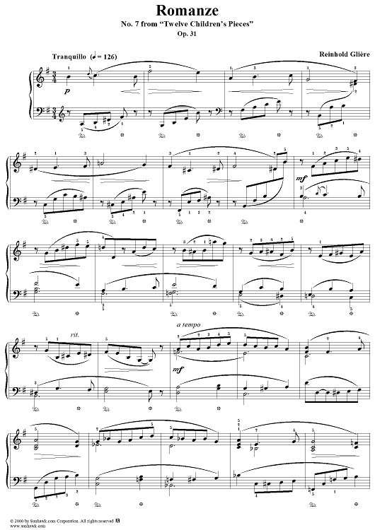 Romanze - No. 7 from "Twelve Children's Pieces" Op. 31
