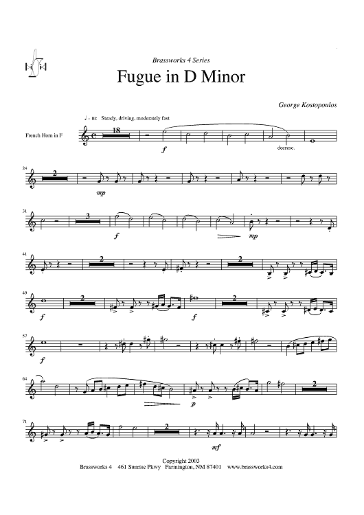 Fugue in D Minor - Horn in F