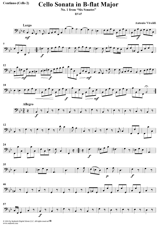 Cello Sonata No. 1 in B-flat Major, RV47 - Continuo