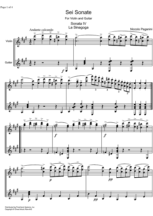 Sonata A Major Op. 2 No. 4 - Score