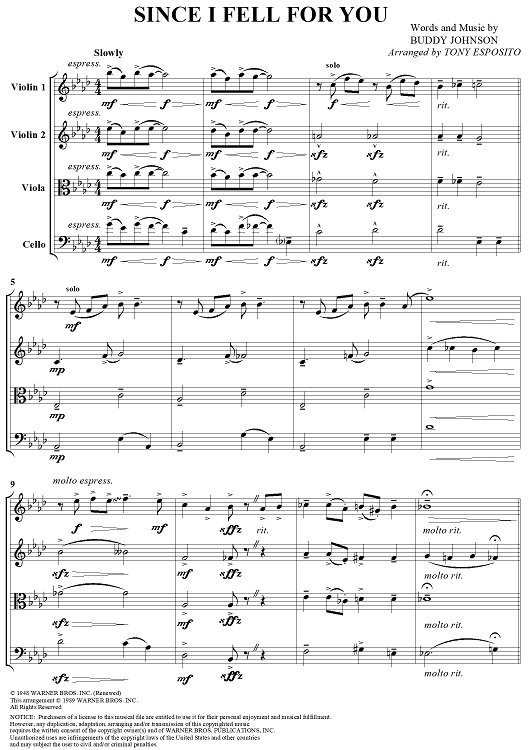 Since I Fell for You - Score