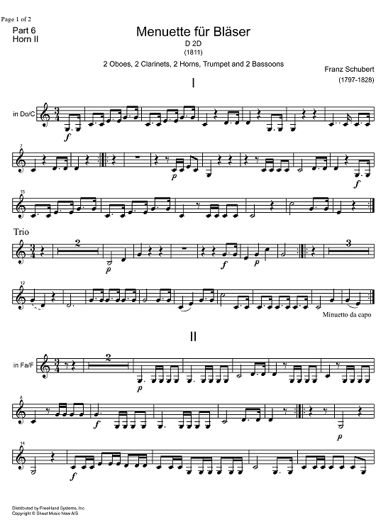 Minuet C Major D2d - Horn 2
