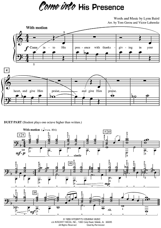 Come into His Presence