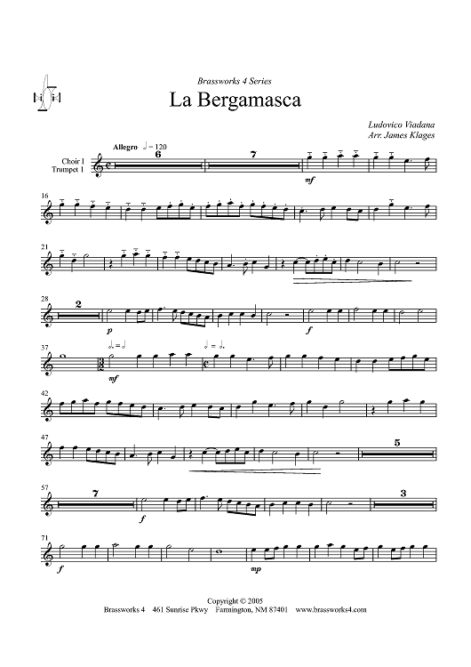 La Bergamasca - Choir 1, Trumpet 1