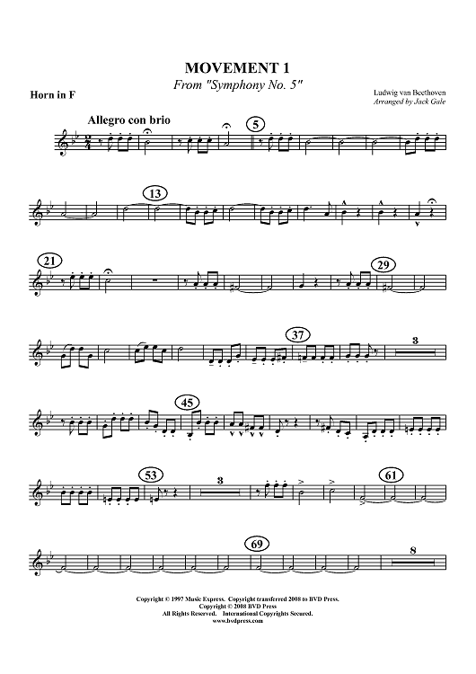 Movement 1 from "Symphony No. 5" - Horn