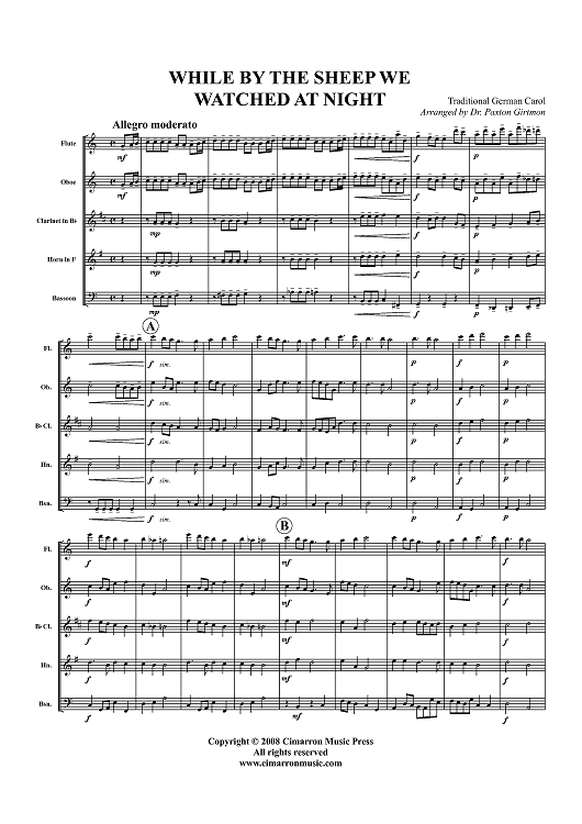 While By the Sheep We Watched at Night - Score