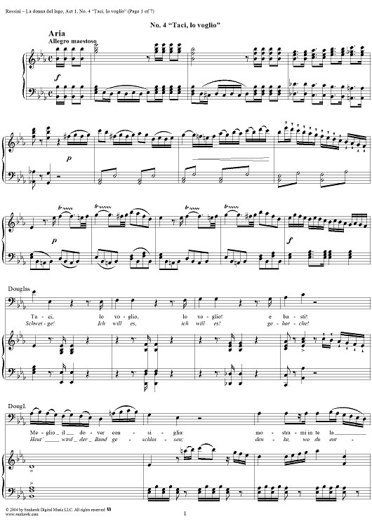 Taci, lo voglio: No. 4 from "La donna del lago", Act 1 - Score
