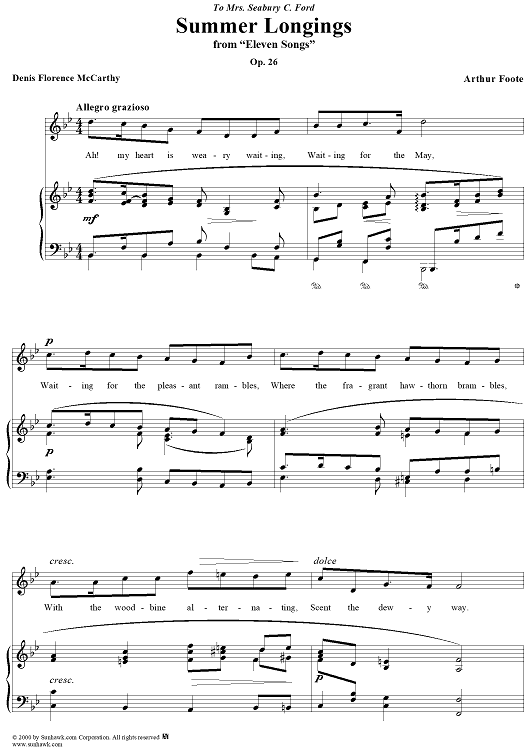 Summer Longings (from "Eleven Songs"), Op. 26