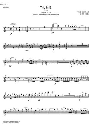 Piano Trio Bb Major D28 - Violin