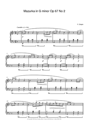 Mazurka in G minor Op 67 No 2