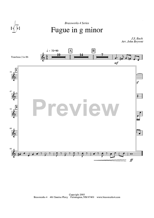 Fugue in g minor - Trombone 2 in Bb