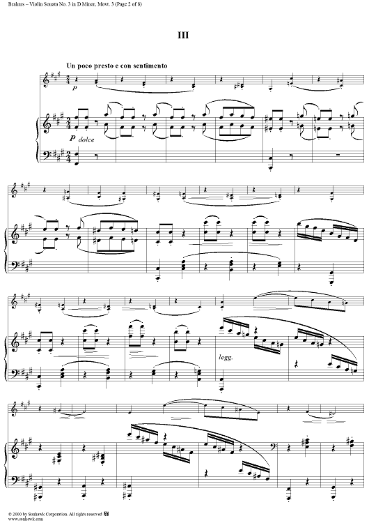 Violin Sonata No. 3, Movement 3 - Piano Score
