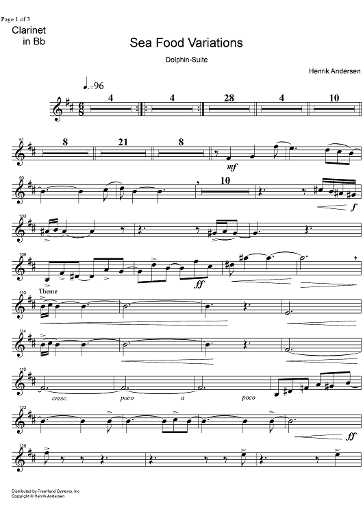 Sea Food Variations Dolphin-Suite - Clarinet in B-flat