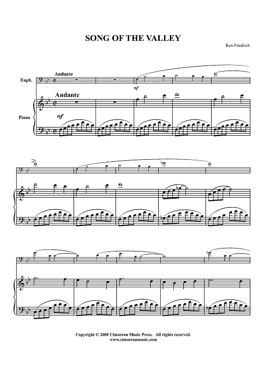 Song of the Valley - Piano Score