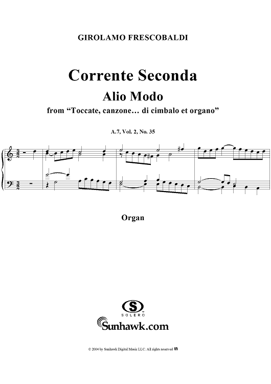 Corrente Seconda (Alio Modo), No. 35 from "Toccate, canzone ... di cimbalo et organo", Vol. II