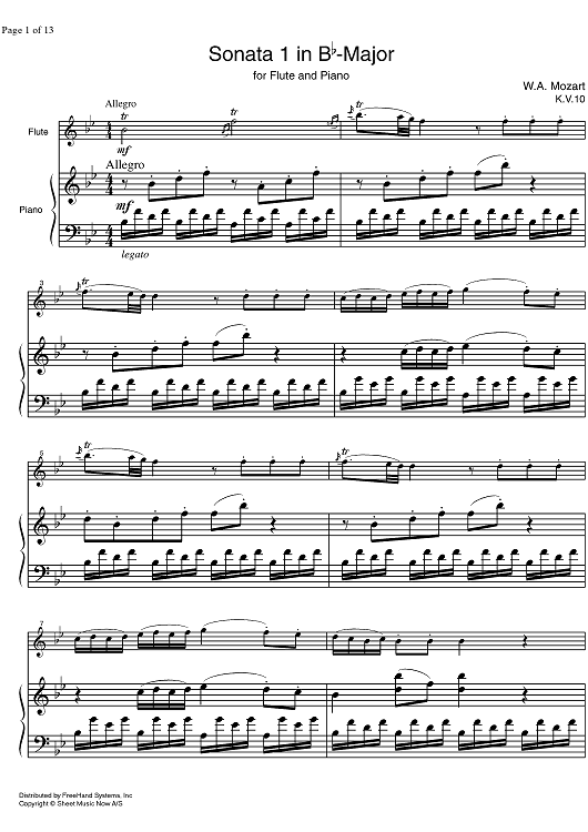 Sonata No. 5 Bb Major KV10 - Score
