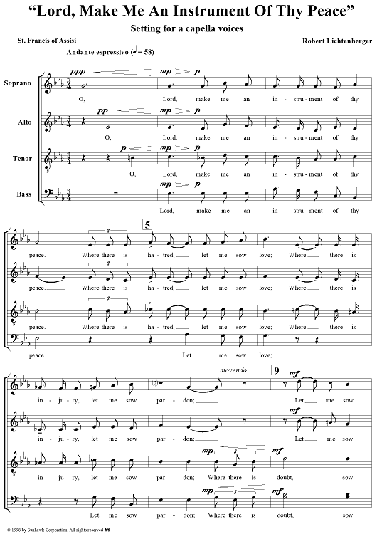 Lord, Make Me An Instrument Of Thy Peace