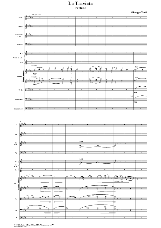 Prelude, No. 1 from "La Traviata" - Full Score