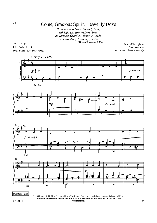 Come, Gracious Spirit, Heavenly Dove