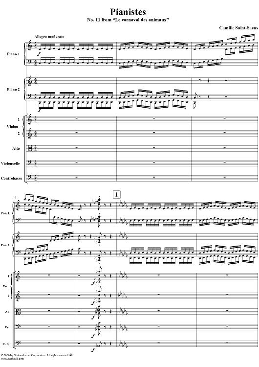 Le carnaval des animaux, No. 11: Pianists - Score