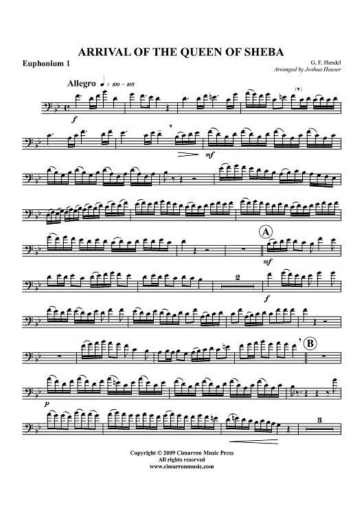 Arrival Of The Queen Of Sheba - Euphonium 1