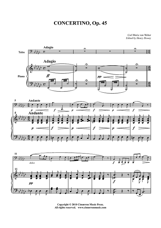 Concertino, Op. 45 - Piano Score