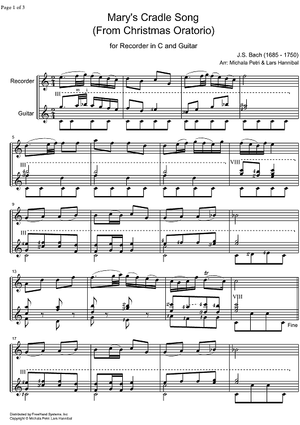 Mary's Cradle Song from the Christmas Oratorio BWV 248 - Score