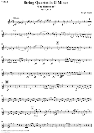 String Quartet in G Major, Op. 74, No. 3 ("The Horseman") - Violin 2