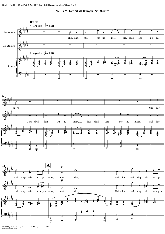 The Holy City: Part II. "Adoration", No. 14, "They Shall Hunger No More"