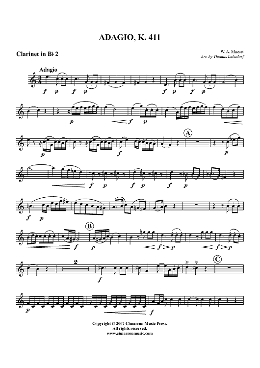 Adagio, K. 411 - Clarinet 2