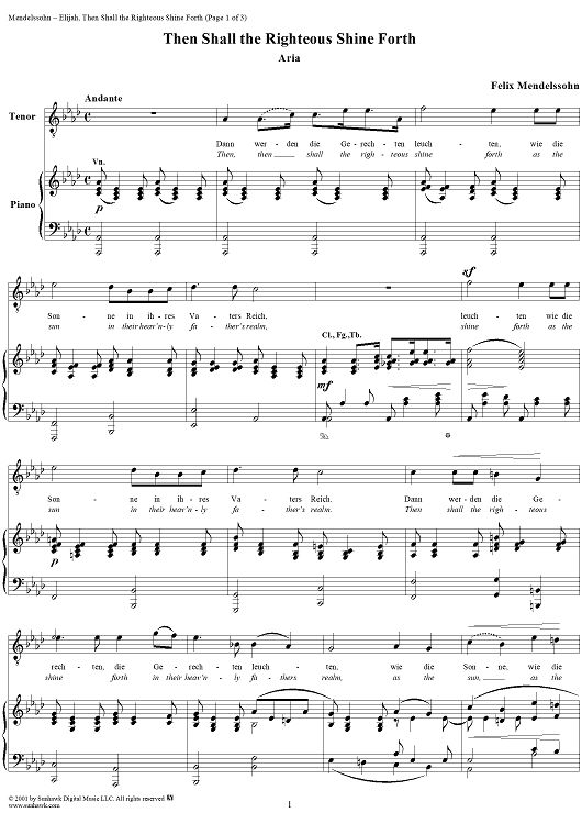 Then Shall the Righteous Shine Forth - No. 39 from "Elijah", part 2