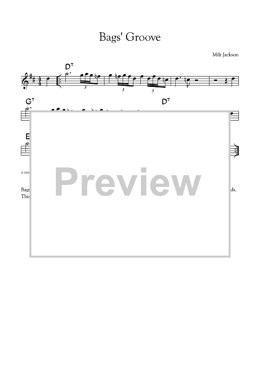 Bags' Groove Sheet music for Saxophone tenor (Solo) | Musescore.com