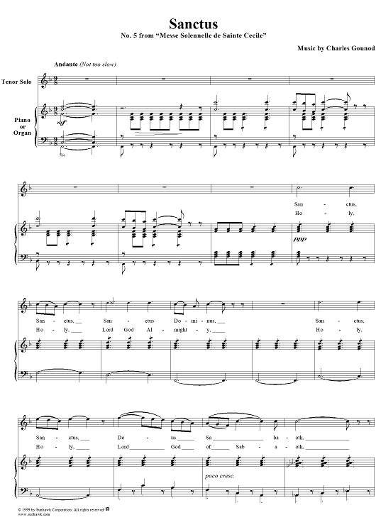 Sanctus, No. 5 from "Messe Solennelle de Sainte Cécile"