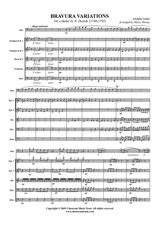 Bravura Variations on a theme by N. Dezede (1740-1792) - Score