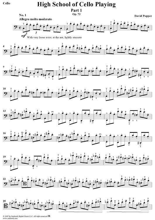 High School of Cello Playing, Op. 73: Part 1 (Nos. 1-20)