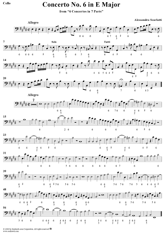 Concerto No. 6 in E Major  from "6 Concerti Grossi" - From "6 Concertos in 7 Parts" - Cello