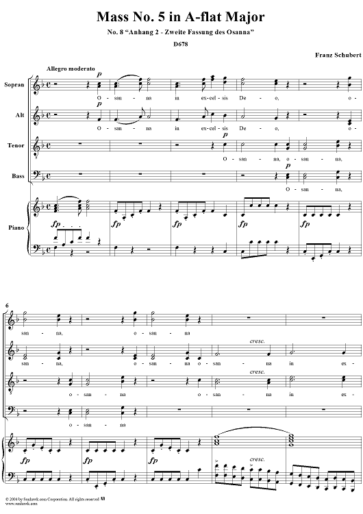 Mass No. 5 in A-flat Major, D678, No. 8: Anhang II - Zweite Fassung des Osanna