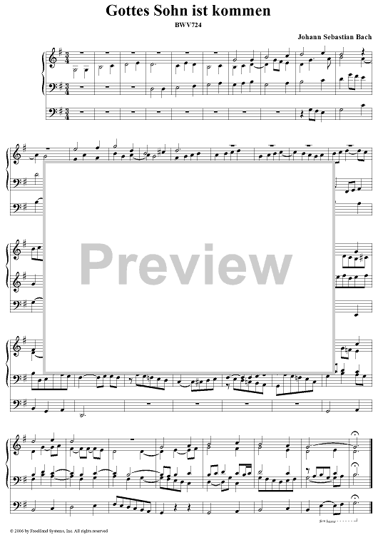 Gottes Sohn ist kommen, BWV724