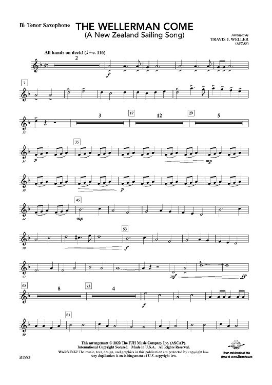 The Wellerman Come - Bb Tenor Sax