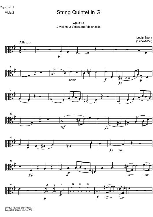 String Quintet G Major Op.33 - Viola 2