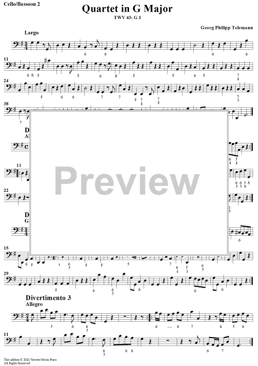 Quartet in G major - Cello/Bassoon 2
